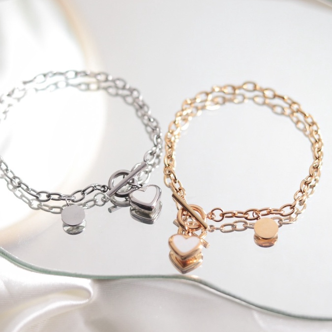 G.NIGHTDAY Tiny สร้อยข้อมือหัวใจ สั่งสลักอักษรได้ตามสั่ง
