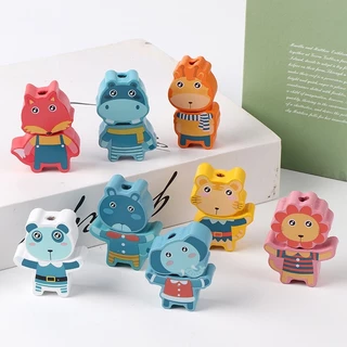 พร้อมส่ง 100Pcs ของเล่นเด็ก ของเล่นไม้ร้อยเชือก บล็อกไม้ร้อยเชือก ของเล่นเด็กเสริมพัฒนาการ