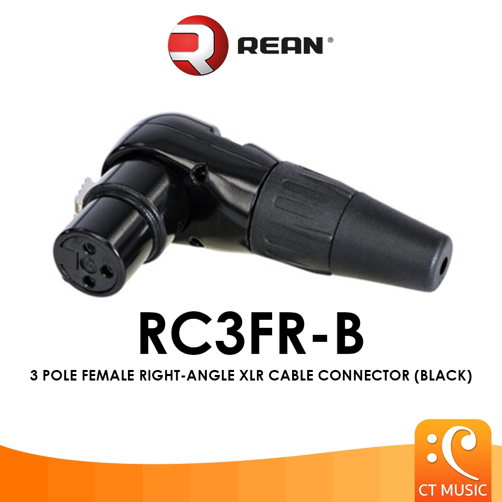 Rean RC3FR-B 3 Pole Female Right-Angle XLR Cable Connector RC3FRB