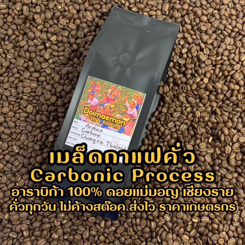 เมล็ดกาแฟคั่วคาร์บอนนิค อาราบิก้า ดอยแม่มอญ เชียงราย (Carbonic Process)