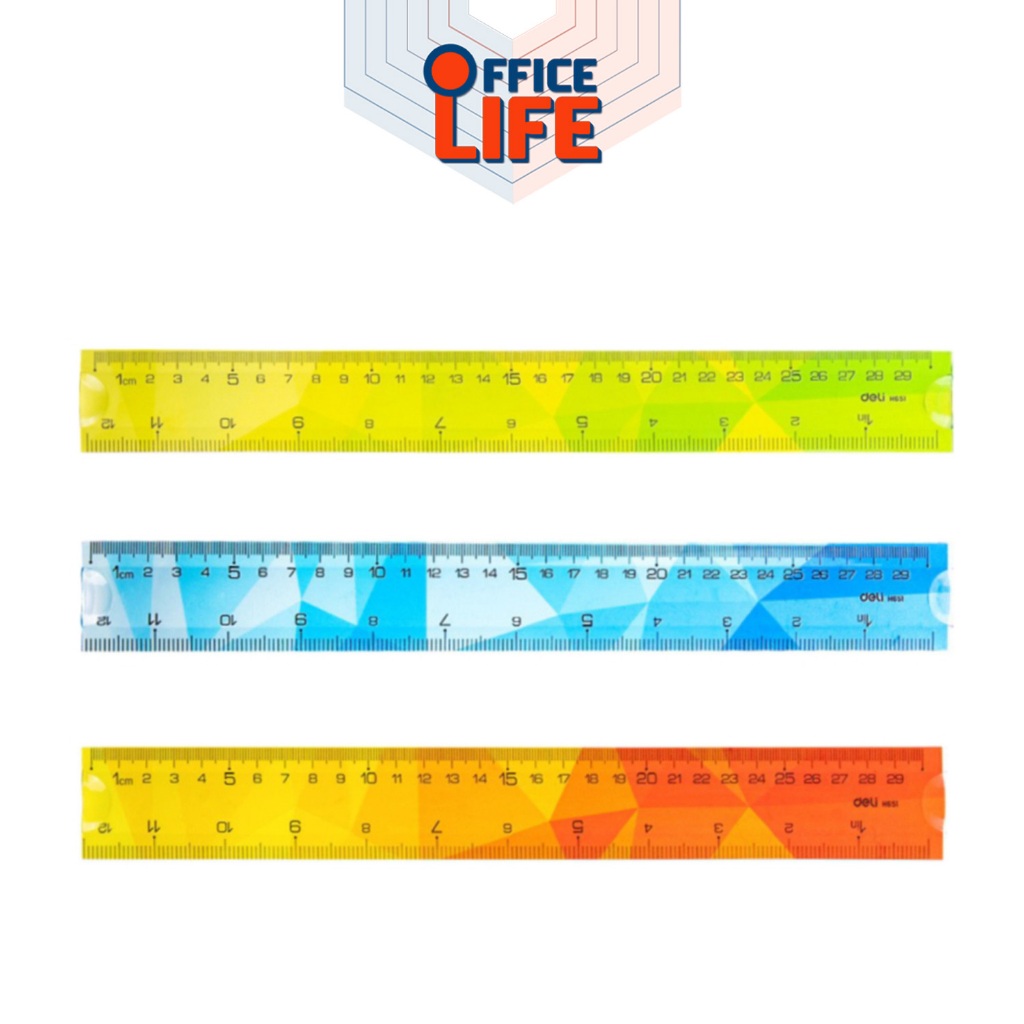 Deli รุ่น H651 Ruler ไม้บรรทัดงอได้ PVC ยาว 30 เซนติเมตร (12 นิ้ว) คละสี 1 ชิ้น
