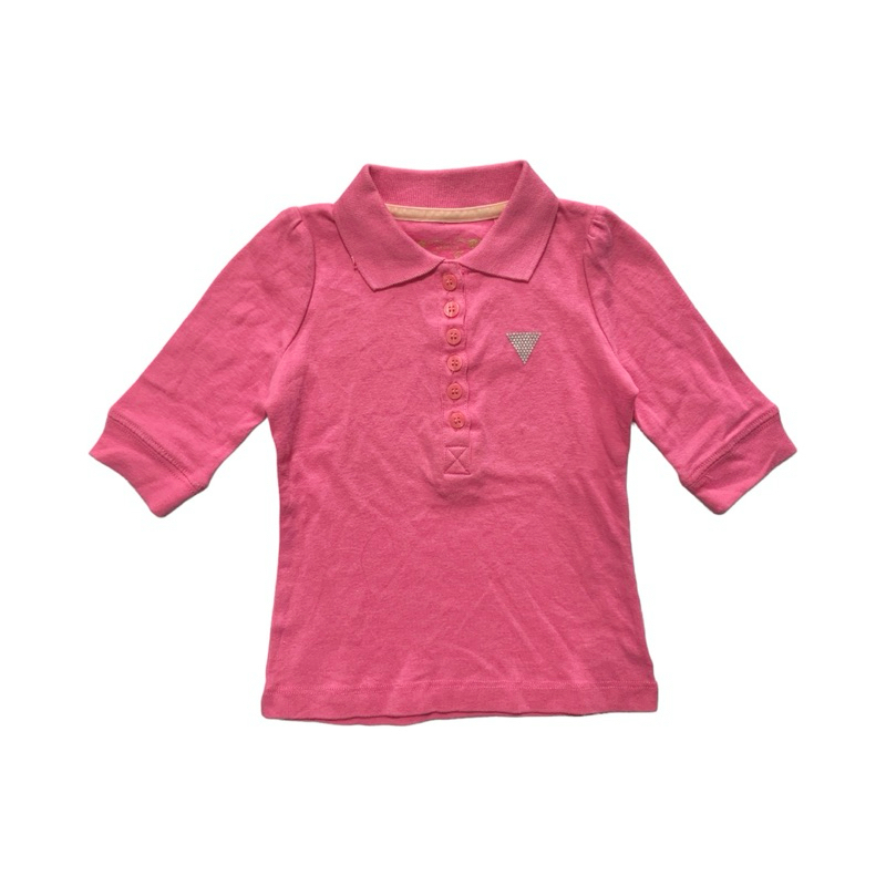 Guess [ G72 ] เสื้อคอปก เด็ก 3 ขวบ สีชมพูเข้ม