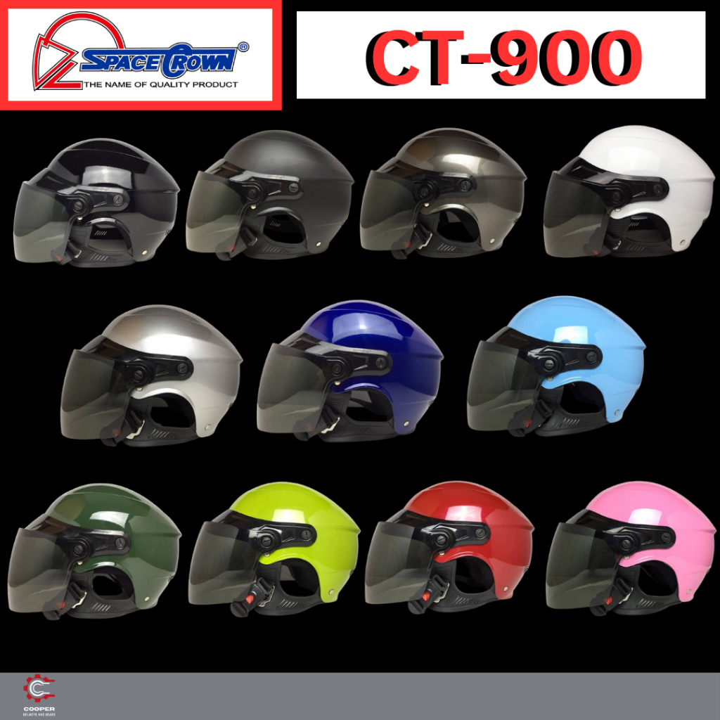 หมวกกันน็อค SpaceCrown รุ่น CT-900 หน้าชา(หมวกครึ่งใบ) มีครบทุกสี ขนาดมาตรฐานขนาดเดียว 60 CM ( ไซส์ใหญ่)