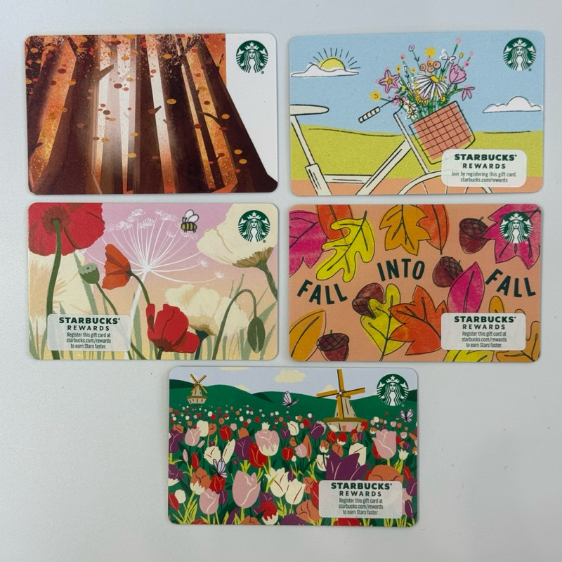บัตรสตาร์บัคส์ อเมริกา ยังไม่ขูดพิน บัตรกระดาษ (starbucks card) ลายดอกไม้ ธรรมชาติ