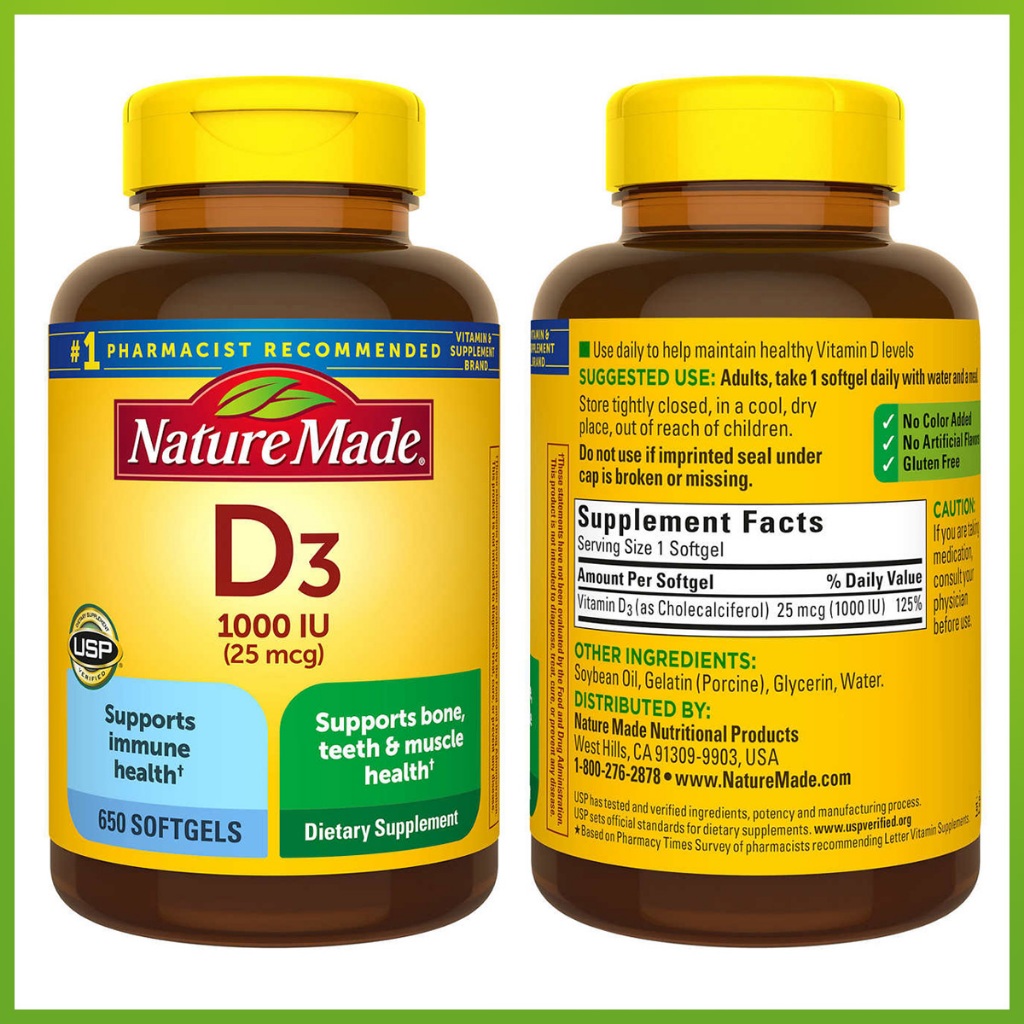 (Exp.07/2026)Nature Made Vitamin D3 25 mcg 650 เม็ด