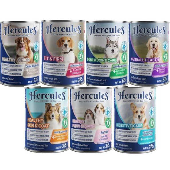 Hercules อาหารเปียกสุนัขแบบกระป๋อง คละรส 375กรัม**24กระป๋อง