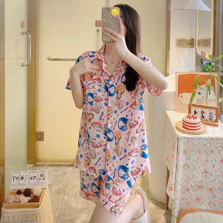 ไหมเกาหลีลาย.SS.แขนสั้น+ขาสั้น ชุดนอน Lady Sleepwear #SSไหมลาย