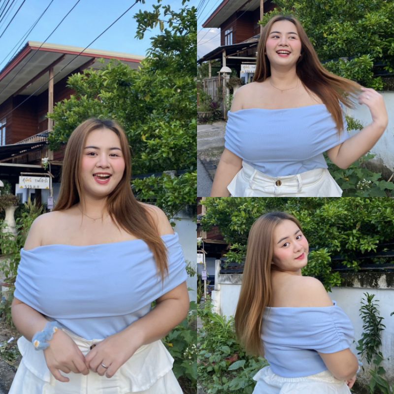 HPS เสื้อปาดไหล่ ผ้าร่องนิ่ม อก 42-50" นิ้ว