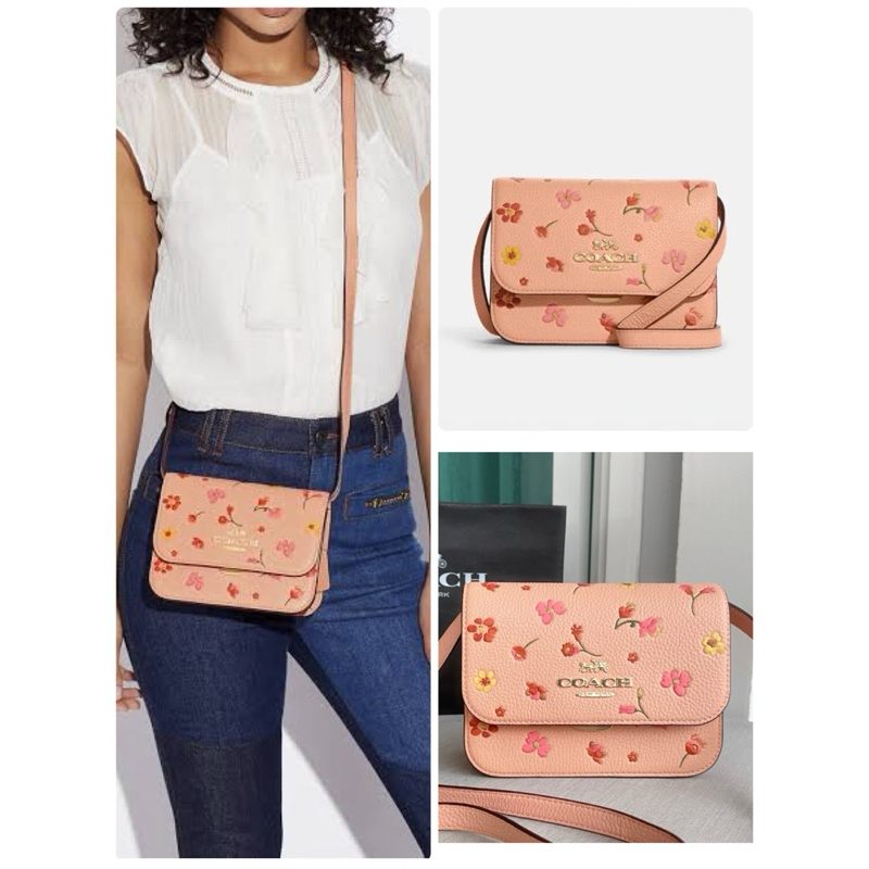 กระเป๋าสะพายข้าง Coach Mini Brynn Crossbody With Mystical Floral Print C8692 7 นิ้ว ลายดอกไม้ สีชมพู