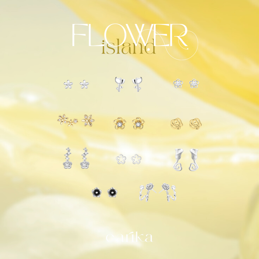 earika.earrings - flower island collection รวมต่างหูดอกไม้ขนาดเล็กเงินแท้ ผิวแพ้ง่ายใส่ได้