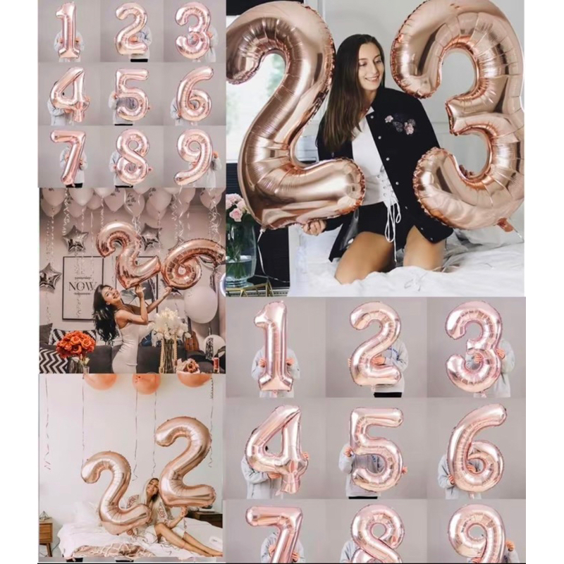 ลูกโป่งตัวเลข ขนาด 32,16 นิ้ว ลูกโป่งอายุ ลูกโป่งครบรอบ ลูกโป่งตัวเลขโรสโกลด์ ลูกโป่งปีใหม่ ลูกโป่งวันเกิด