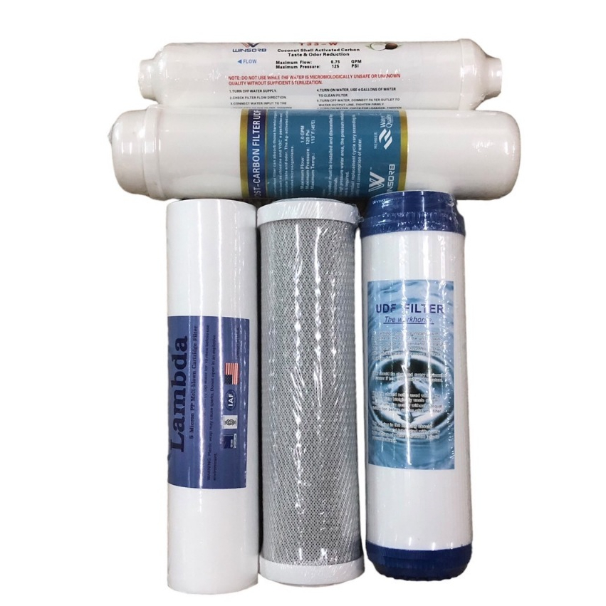 ชุดไส้กรองน้ำ 5 ขั้นตอน ไส้กรองน้ำ 5 ขั้นตอน GAC  *ฟรีข้อต่อ 4 ตัว*