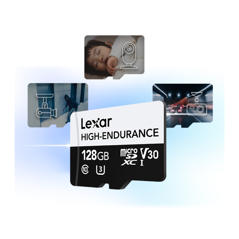 การ์ดหน่วยความจำ ไมโครเอสดีการ์ด LEXAR HIGH-ENDURANCE 128GB MICROSD CARD RW100/45MB/S (LMSHGED128G) SUPPORTS 1080P FULL-HD AND 4K VIDEO_4