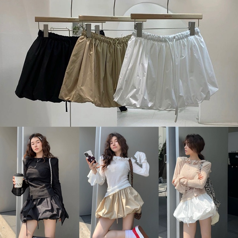#AB Short ballon-shaped skirt กระโปรงสั้นทรงบอลลูน กระโปรงบอลลูน