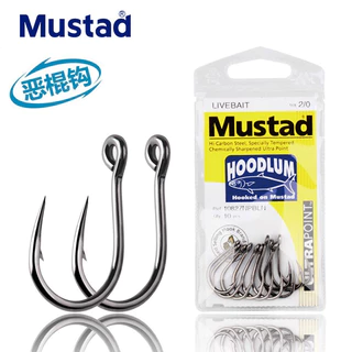 NEW!! เบ็ดตกปลาบึก ตะขอตกบึก MUSTAD HOODLUM HOOK LIVEBAIT รหัส 10827NPBLN
