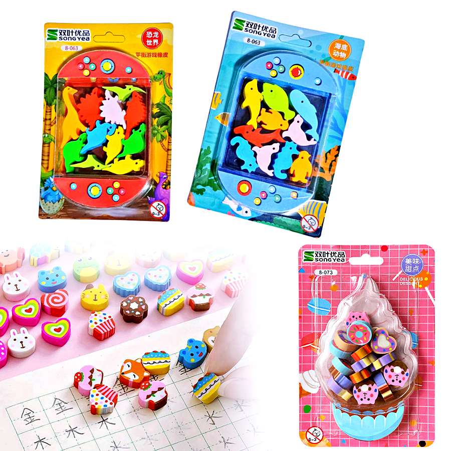 ยางลบ ยางลบดินสอ 3D ลายการ์ตูน ขนม ไดโนเสาร์ ปลา น่ารัก แฟนซี ขนาดจิ๋ว คละแบบ