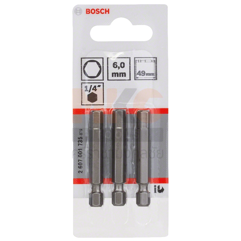 Bosch ดอกไขควง หัวหกเหลี่ยม Ex (Hex) ขนาด 6x49มม. (3ชิ้น/1 แพ็ค) เซต