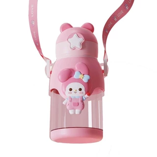 [BZ03] กระติกน้ำ กระบอกน้ำ กระติกน้ำเด็ก ขวดน้ำ ลายการ์ตูน ขนาด 600ml มีฝาปิดพร้อมหลอด น้ำหนักเบา