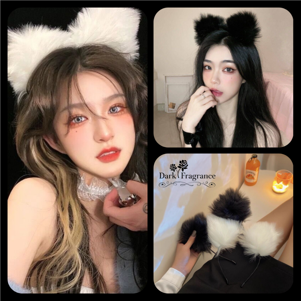 【DarkFangrance】พร้อมส่ง ที่คาดผมคนดังในโลกออนไลน์ ใหม่ล่าสุด ที่คาดผมหูแมว มีสองสี ขาว ดำ ราคาถูก H9316