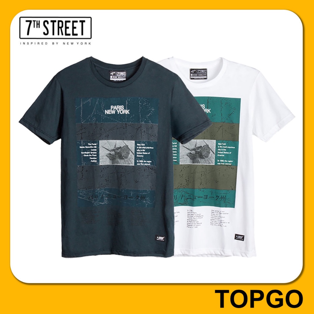 7th Street เสื้อยืด แนวสตรีท รุ่น Paris NY (กรมเข้ม - ขาว) NPN001 , NPN006 ของแท้