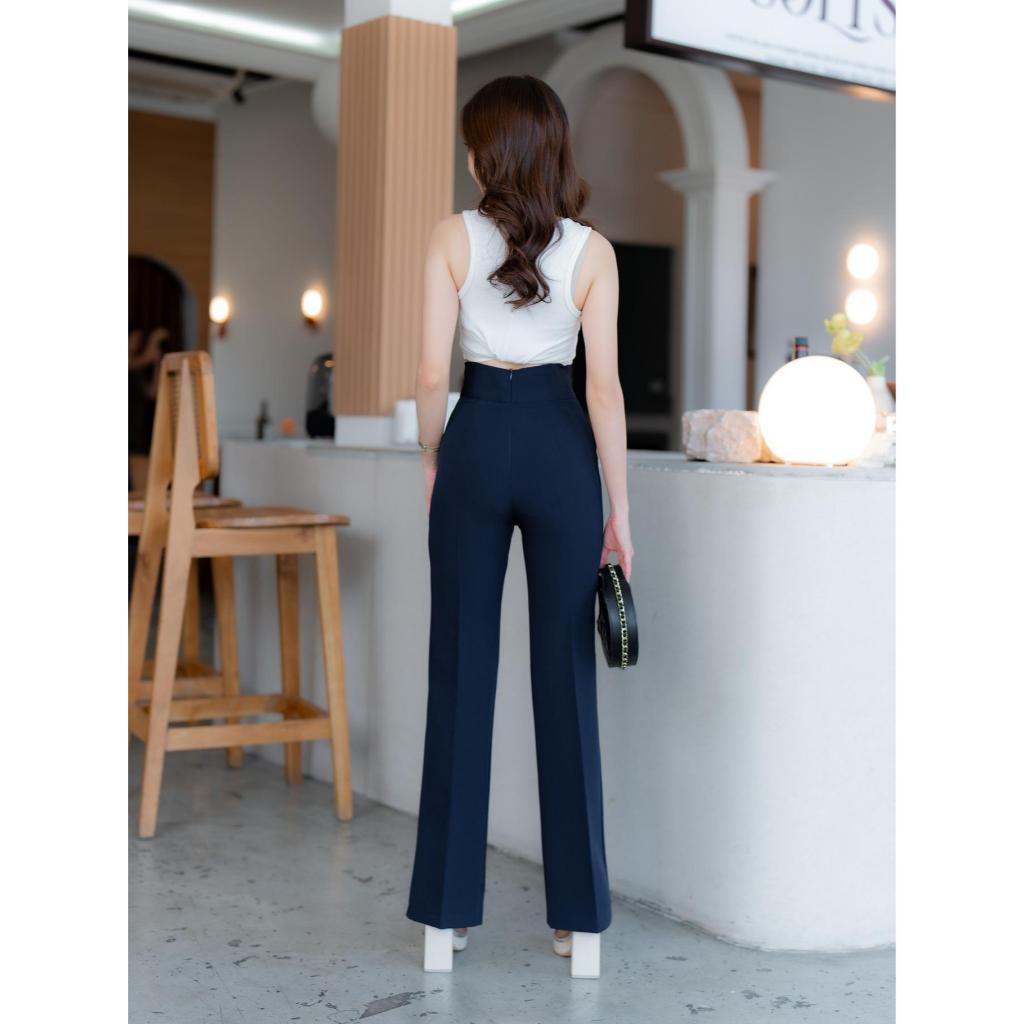 G91 กางเกงขาม้าน้อย ระบายหน้า ซิปหลัง ผ้าโกโก้ - รูปที่ 6