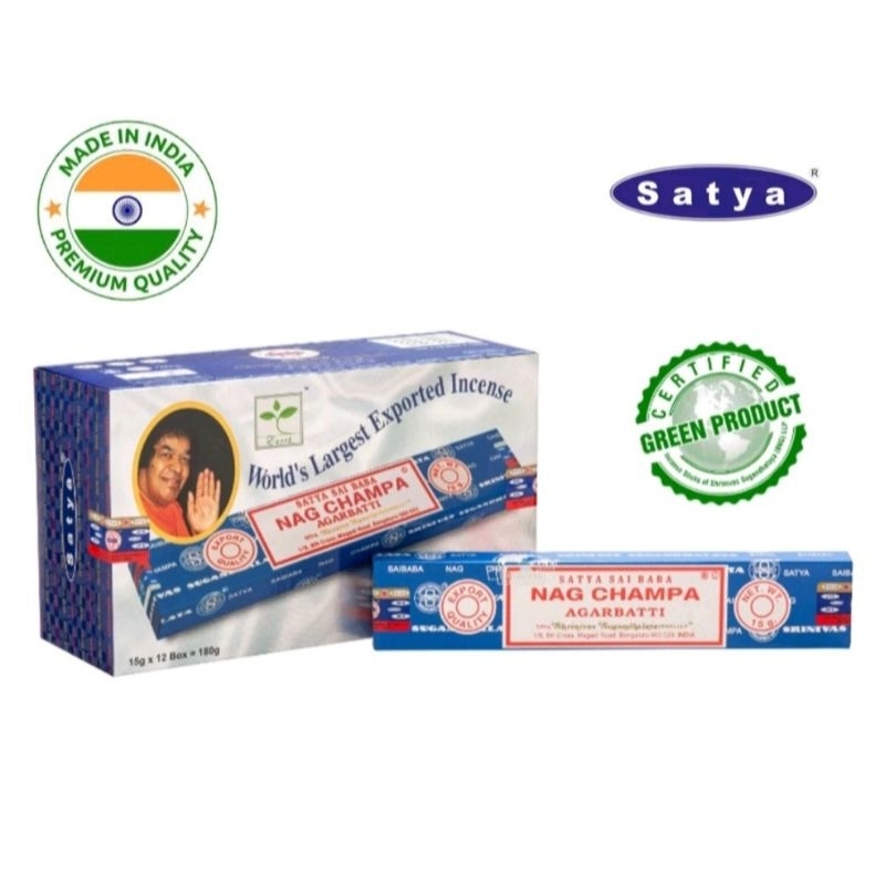 ธูป Satya Nag Champa SAIBABA  นำเข้าจากอินเดีย ธูปกำยาน ธูป Organic Satya นาก จำปา เกรดพรีเมี่ยม กล่องใหญ่