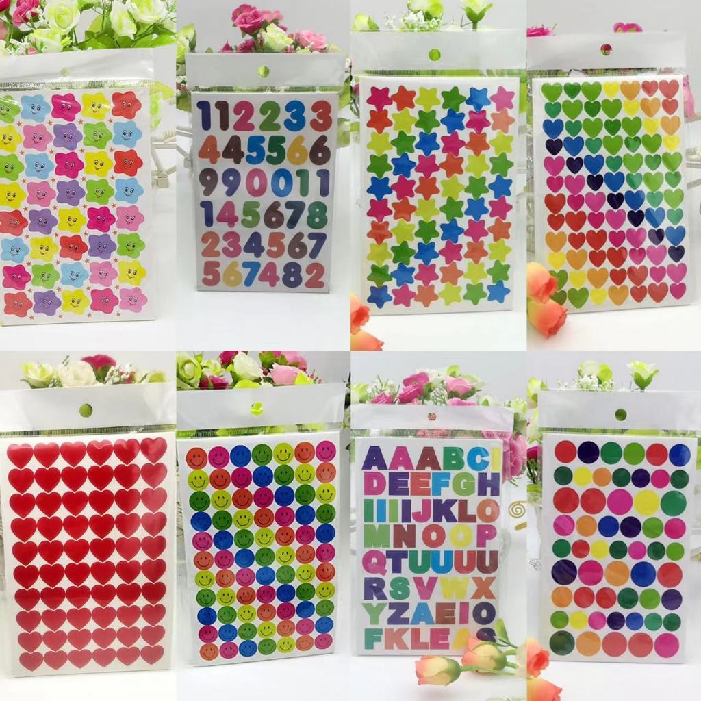 1฿ สติ๊กเกอร์ หัวใจ วงกลม การ์ตูน ดาว น่ารัก ตกแต่ง DIY sticker ราคาถูก Shopee Lazada