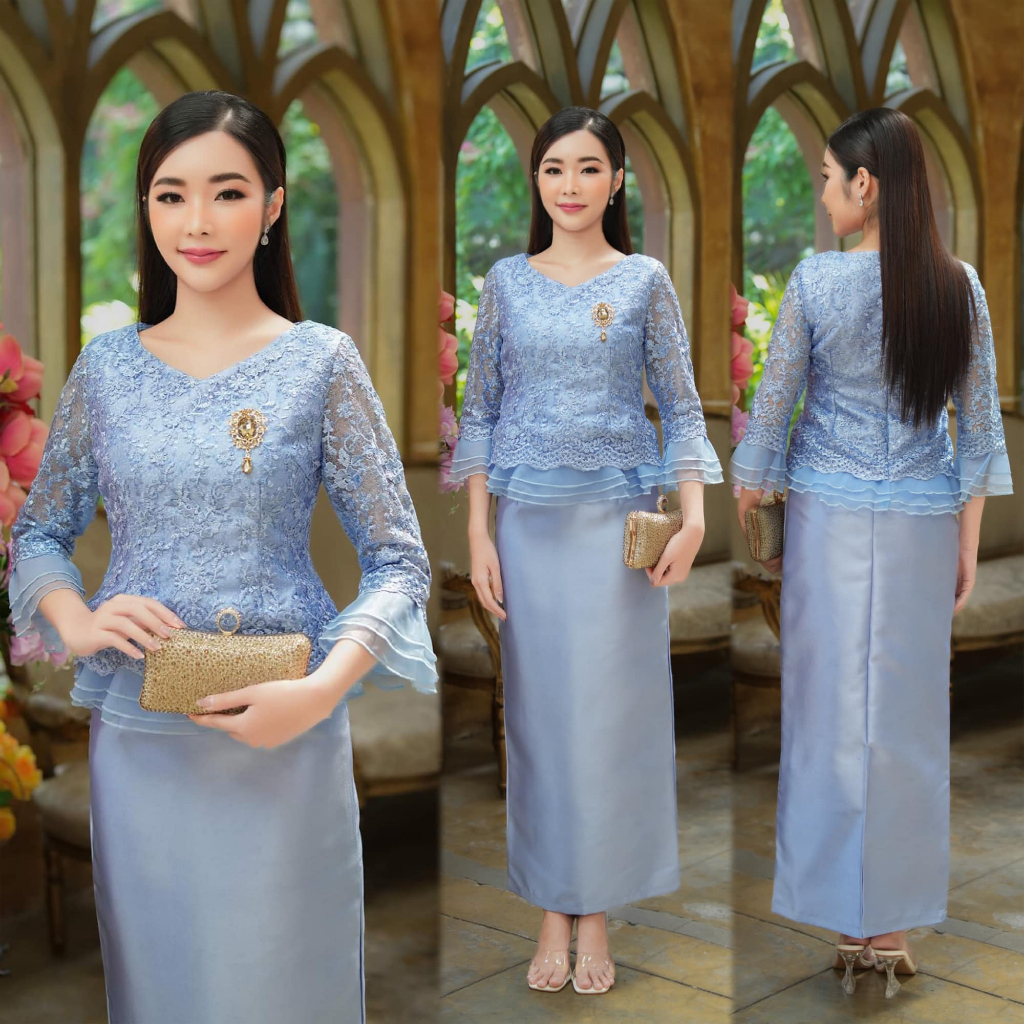 GBK ชุดออกงาน งานแต่ง ชุดงานบวช  มี2สี รหัส 1019