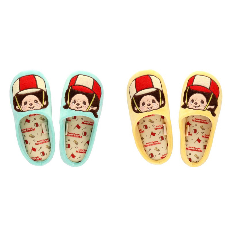 พร้อมส่ง Monchhichi Room shoes (50th anniversary) Yellow / Green Size 23-25