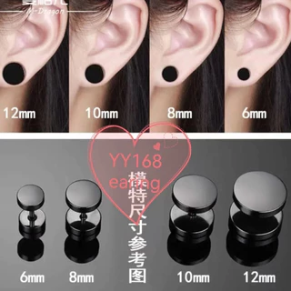 1pcsต่างหู ตุ้มหู จิว ต่างหูผู้ชาย Black Gothic Barbell Earring Fashion Round Plain Men Stud Earring Jewelry - 1 ข้าง