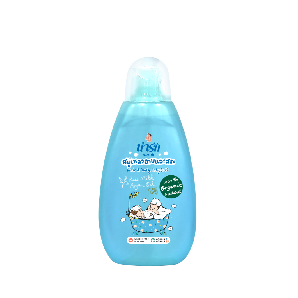 Narakสบู่เหลวอาบและสระออร์แกนิก ไรซ์มิลค์ & อาร์แกนออยล์ 200 มล.