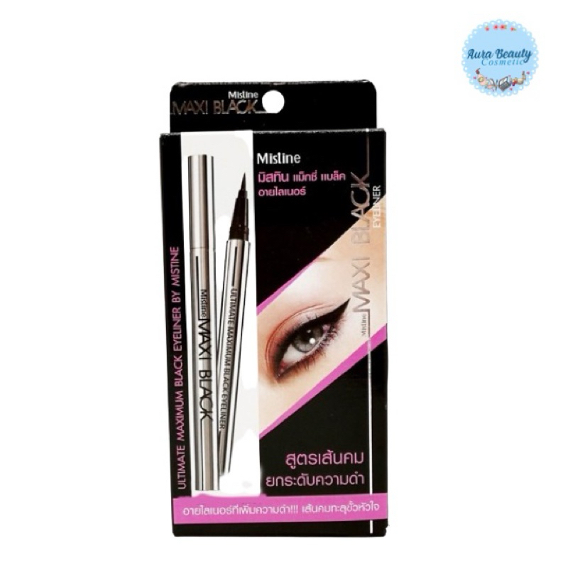 Mistine Maxi Black Eyeliner มิสทีน แม็คซี่ แบล็ค อายไลเนอร์ สูตรเส้นคม ยกระดับความดำ