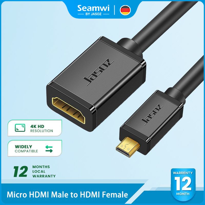 Seamwi อะแดปเตอร์แปลง Mini HDMI Adapter 1080P Mini HDMI Male to HDMI Female สายเคเบิล ตัวผู้ เป็น