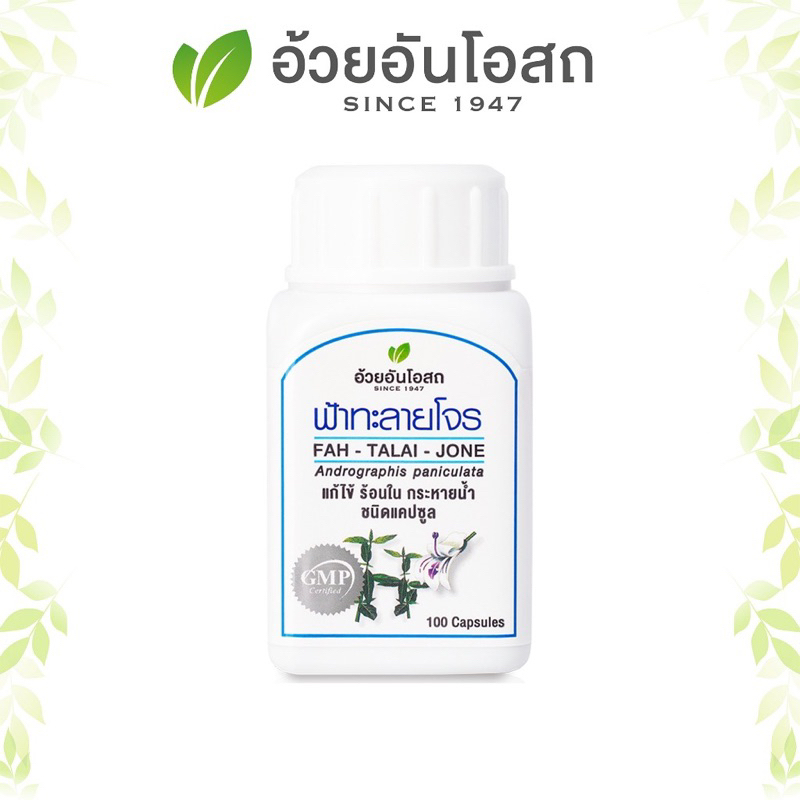 ฟ้าทะลายโจรชนิดแคปซูล อ้วยอันโอสถ  Herbal One  บรรจุ 100 แคปซูล