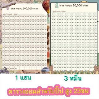 ปี๊บออมสินแบบเปิดไม่ได้ สีเทา พร้อมตารางออม365 วัน ขนาดสูง 23 ซม.