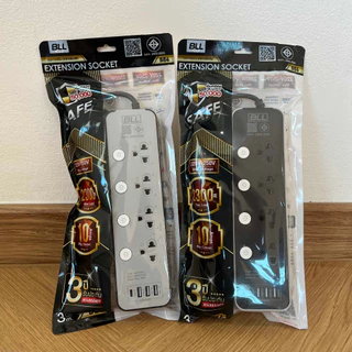ปลั๊กไฟ ปลั๊กพ่วง มาตรฐาน มอก. ยี่ห้อ BLL รุ่น B86 4 ช่อง 4 สวิตซ์ มาพร้อม 3 USB/ 1 ช่อง Type C สาย 3 เมตร ประกัน 3 ปี