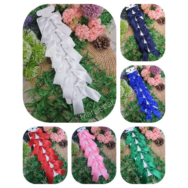 โบว์นักเรียน  โบว์กิ้ฟติดผม. ขนาดริบบิ้น1นิ้ว ราคาขายเป็นคู่