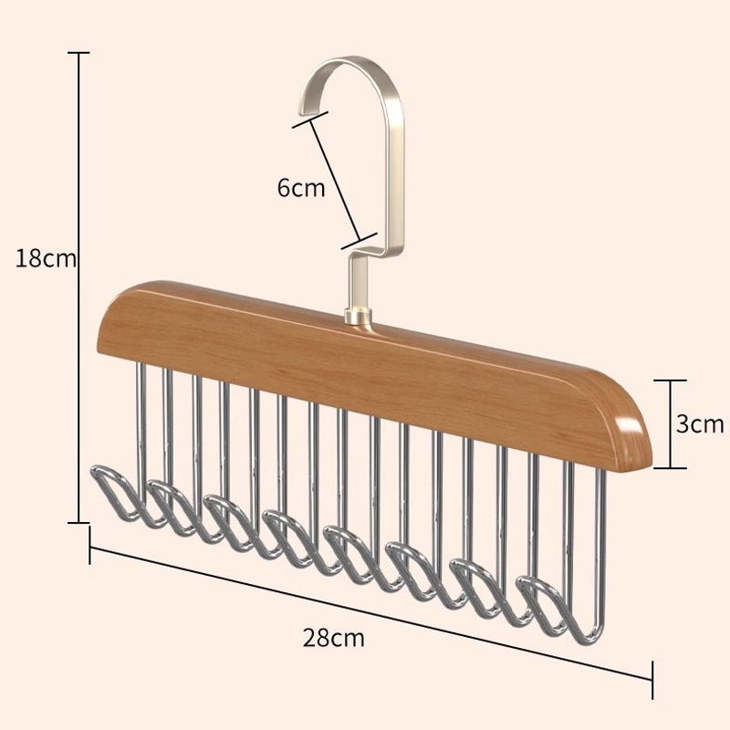 ไม้แขวนเสื้อ แบบมีตะขอแขวน หมุนได้ 2 แบบ ไม้ และพลาสติก กันลื่น ประหยัดพื้นที่ รูปคลื่น - รูปที่ 5