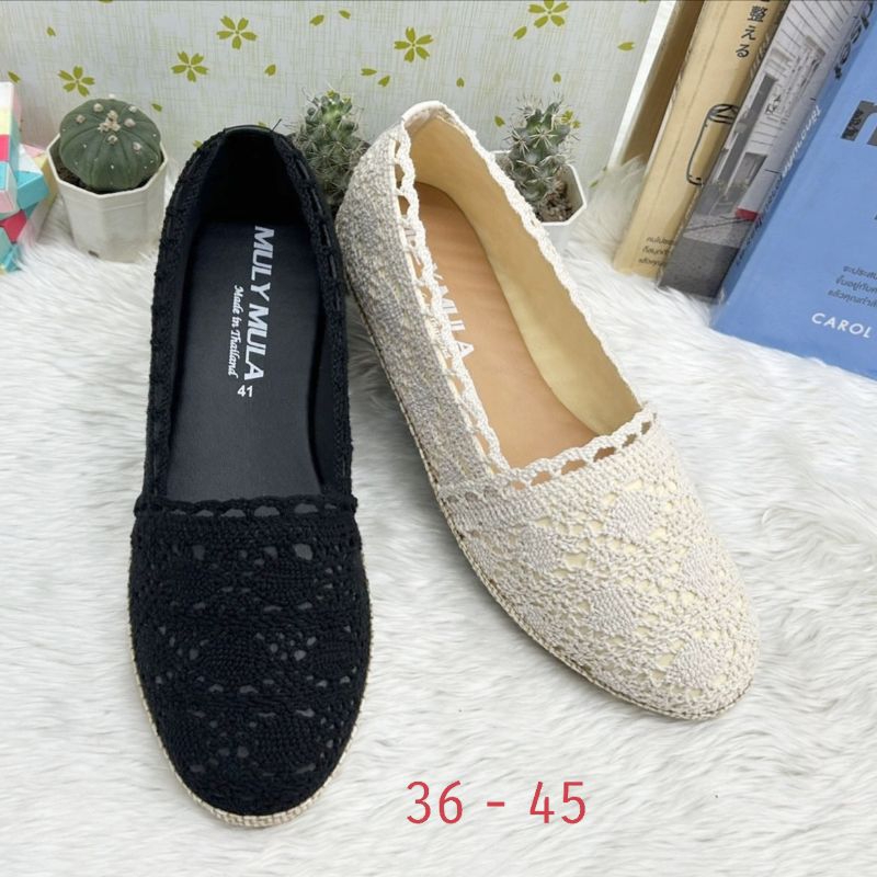 🔥คัชชูลูกไม้ เชือกถักโครเชต์ #ไซส์.36 - 45...พร้อมส่ง✅