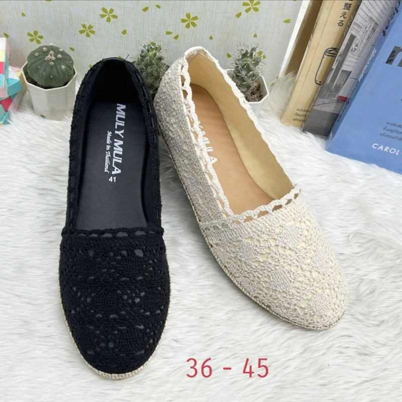 🔥คัชชูลูกไม้ เชือกถักโครเชต์ #ไซส์.36 - 45...พร้อมส่ง✅