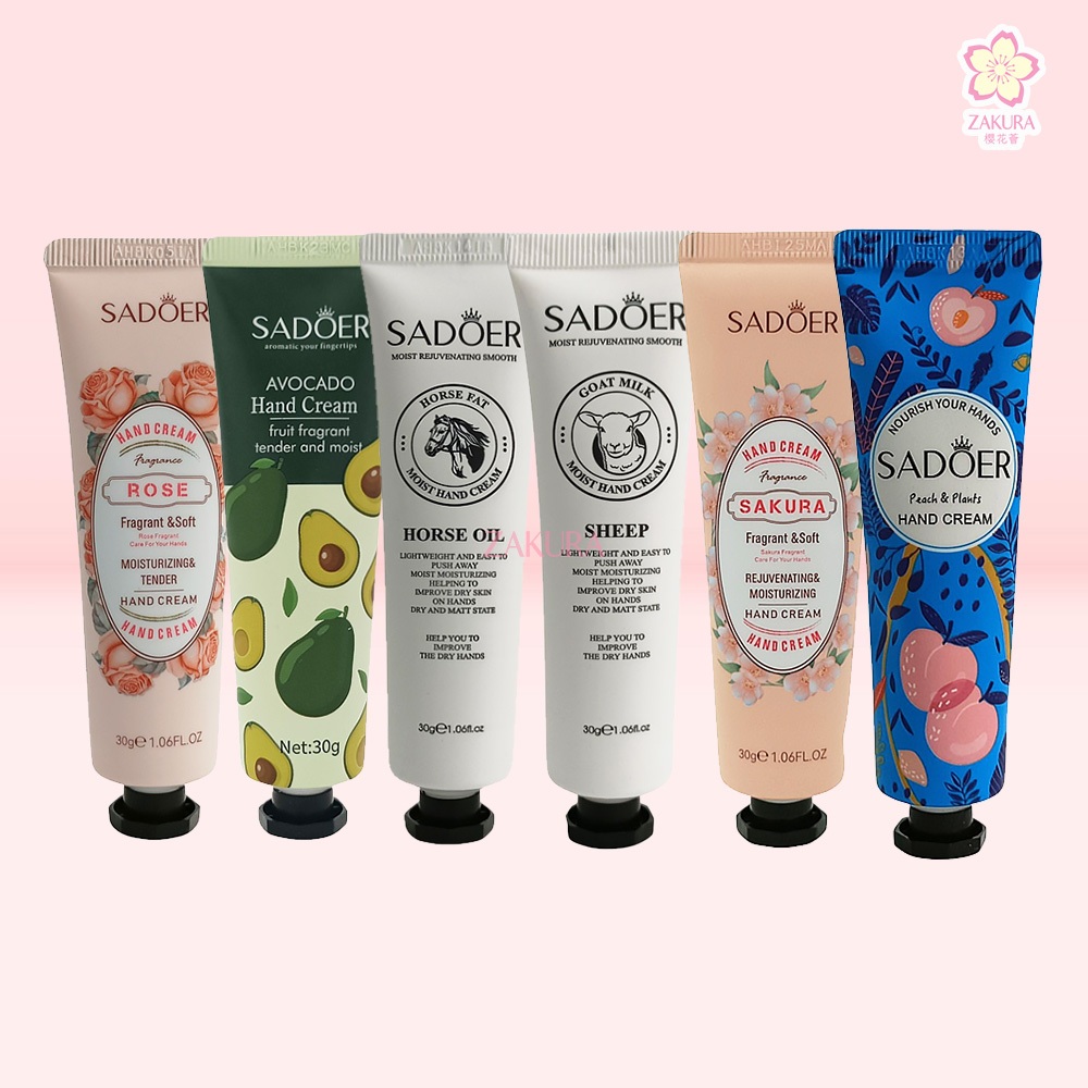 SADOER Hand Cream - Rose/Peach/ Sakura/ Horse Oil/ Sheep/Moist Hand Cream - Avocado 30g