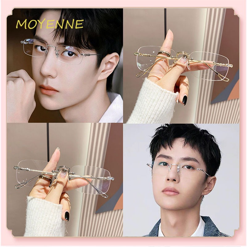 [จัดส่งจากกทม] ความปรารถนาอันบริสุทธิ์ ไร้กรอบ แว่นตา ผู้หญิง ทรงเดียวกัน ป้องกันแสงสีฟ้า สายตาสั้น ลวดทอง