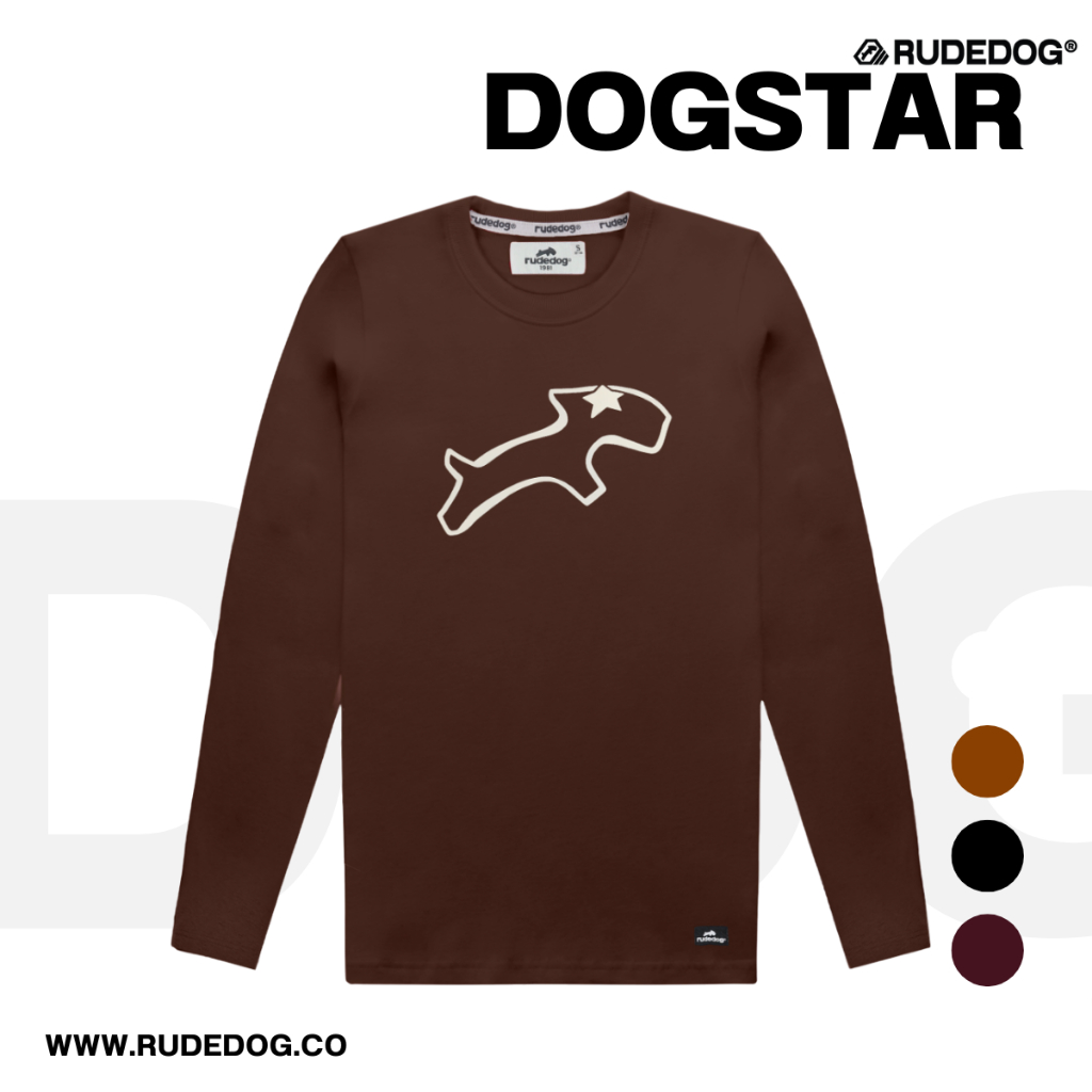 เสื้อยืด แขนยาว  แบรนด์ RUDEDOG นุ่มตัวท็อป รุ่น DOGSTAR