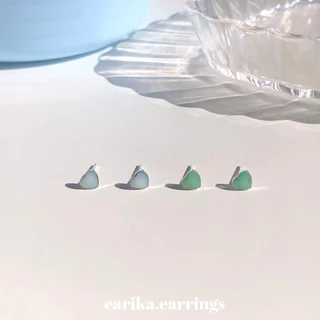 earika.earrings - love rosie collection ต่างหูแป้นหัวใจสีหวานก้านเงินแท้ชุบทองคำขาว/ทอง ผิวแพ้ง่ายใส่ได้