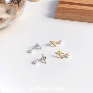 earika.earrings - pearly hook ต่างหูห้อยไข่มุกก้านเงินแท้ชุบทอง ผิวแพ้ง่ายใส่ได้