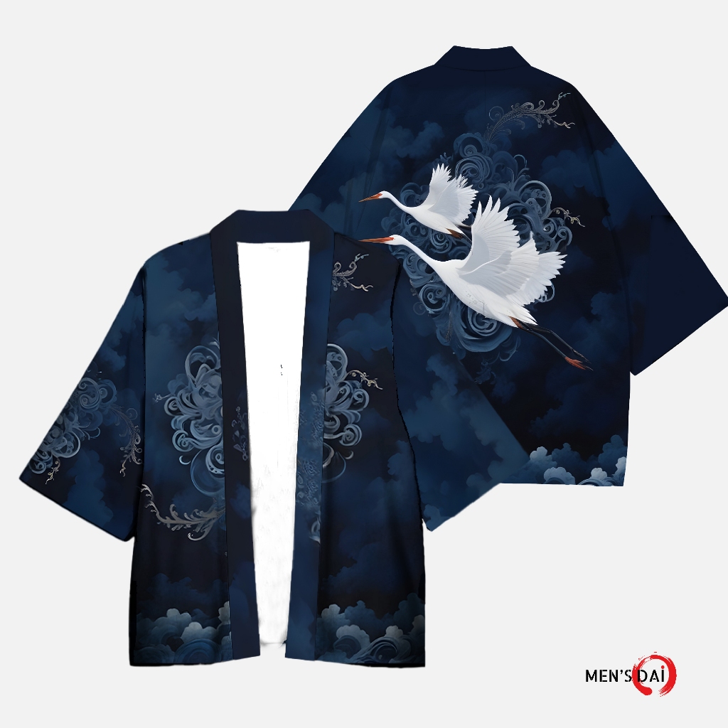 New Arrival Premium เสื้อคลุม Crane in sky ทรงยูกาตะ ฮาโอริ สไตล์ญี่ปุ่น เนื้อผ้าใส่สบาย ใส่ได้ทั้งผู้หญิงและผู้ชาย
