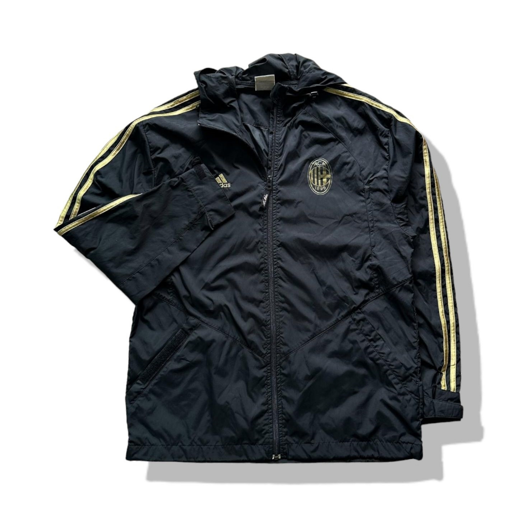Vintage Adidas X AC Milan 2008/2009 Windbreaker Hooded Jacket รอบอก 44”