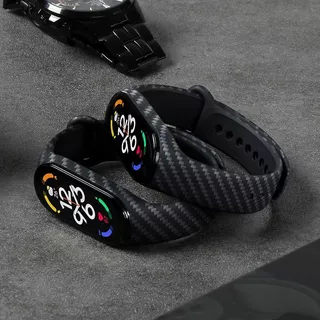 Mi band 3/4/5/6/7/8/9/10สายอ่อน สายไฟเบอร์คาร์บอน แบบมีพื้นผิว Mi Band 7 สายนาฬิกาสำรอง