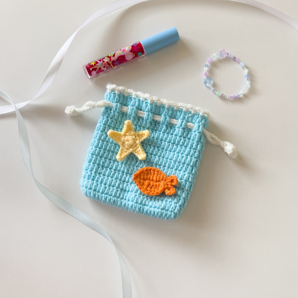 𓆝 𓏸  𓂂 กระเป๋าไหมพรมหูรูด 𓇼 crochet bag 🪸🐠