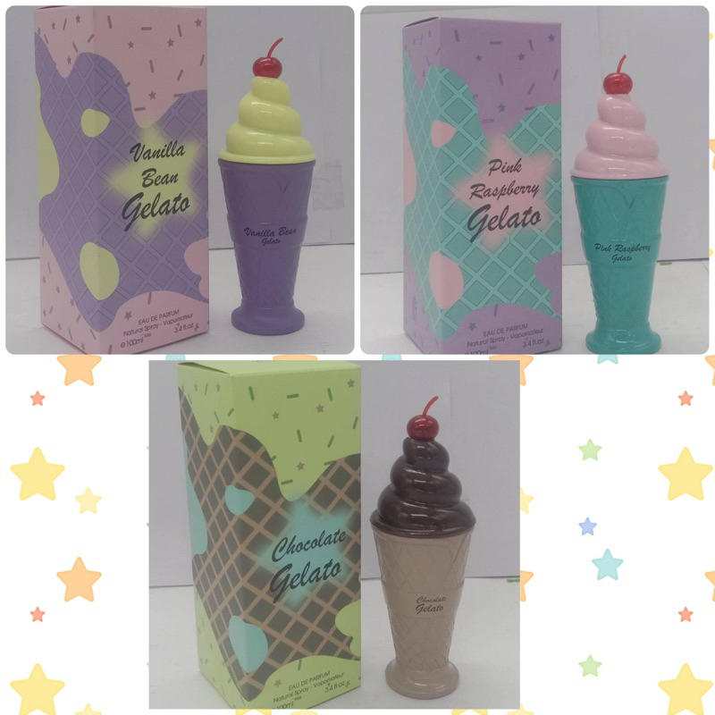 น้ำหอมนำเข้า รูปทรงถ้วยไอศกรีม 100ml. Vanilla Bean Gelato / Pink Raspberry / Chocolate
